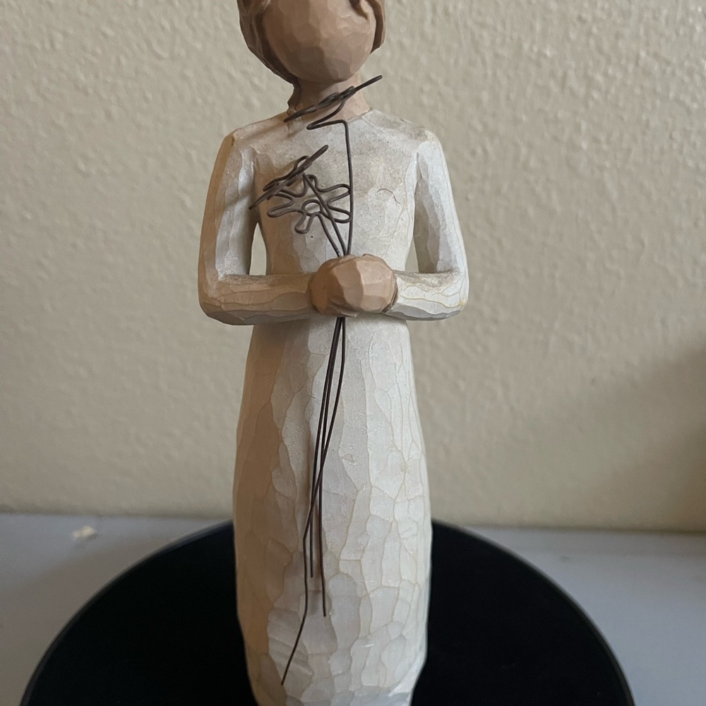 Willow Tree girl holding flowers - Grateful